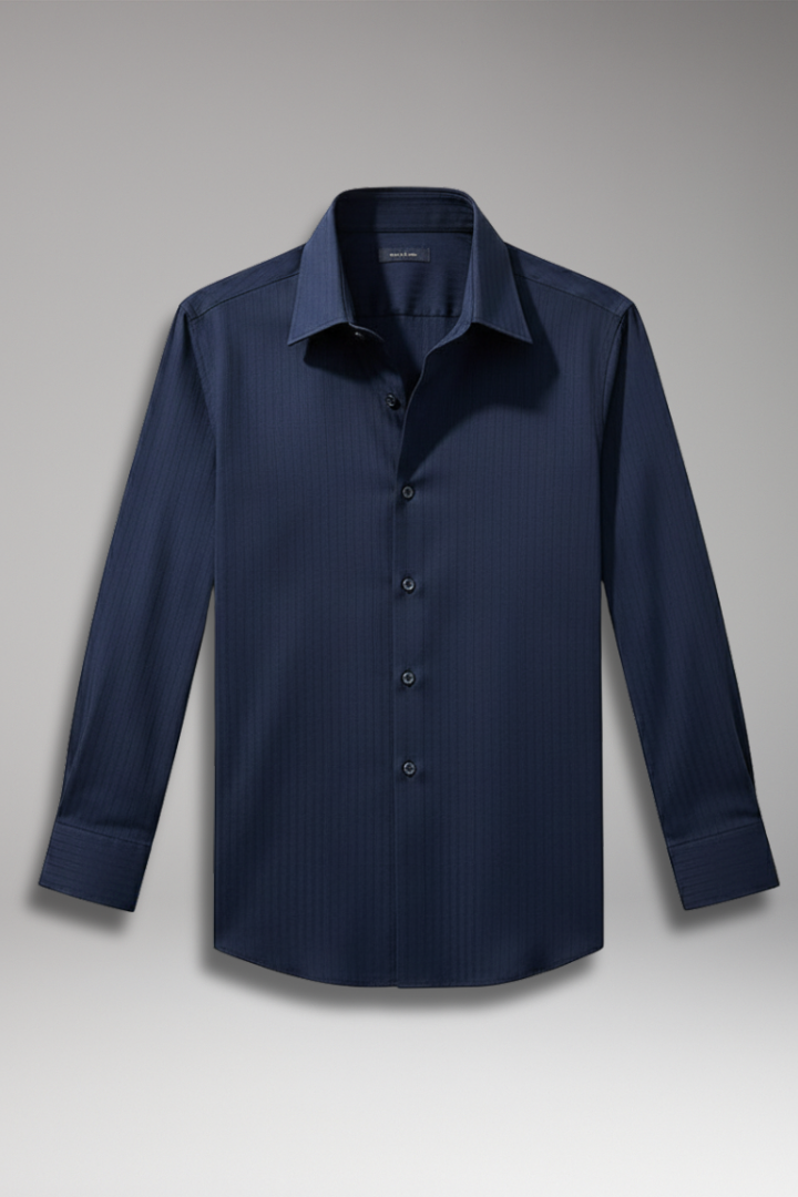 Tommy Men’s Dress Shirt with Vertical Stripes and Defined Fit