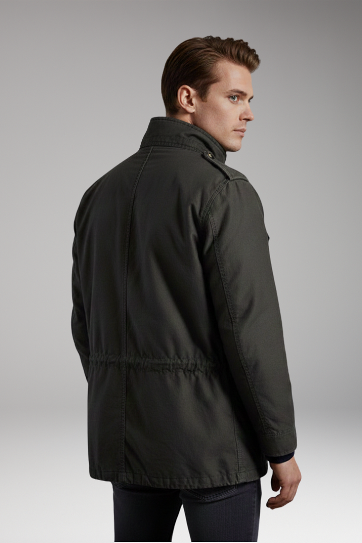 Men’s Field Jacket with Hidden Hood and Snap Pockets