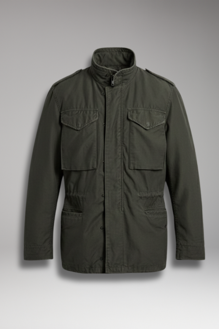 Men’s Field Jacket with Hidden Hood and Snap Pockets