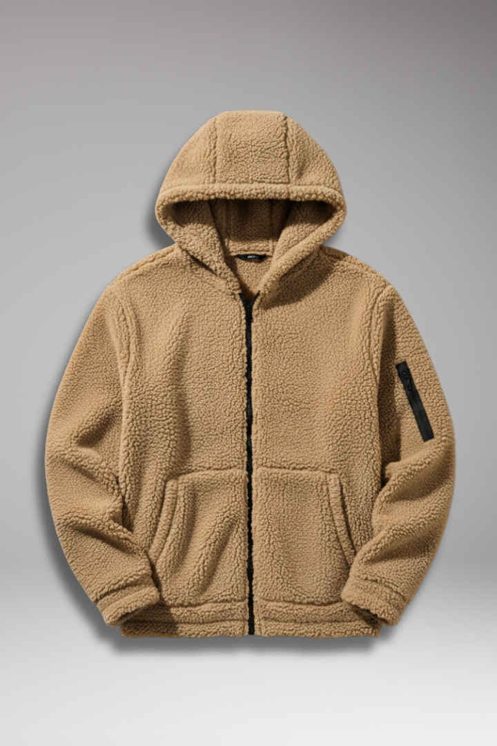 Men’s Hooded Jacket with Front Zip and Pouch Pockets