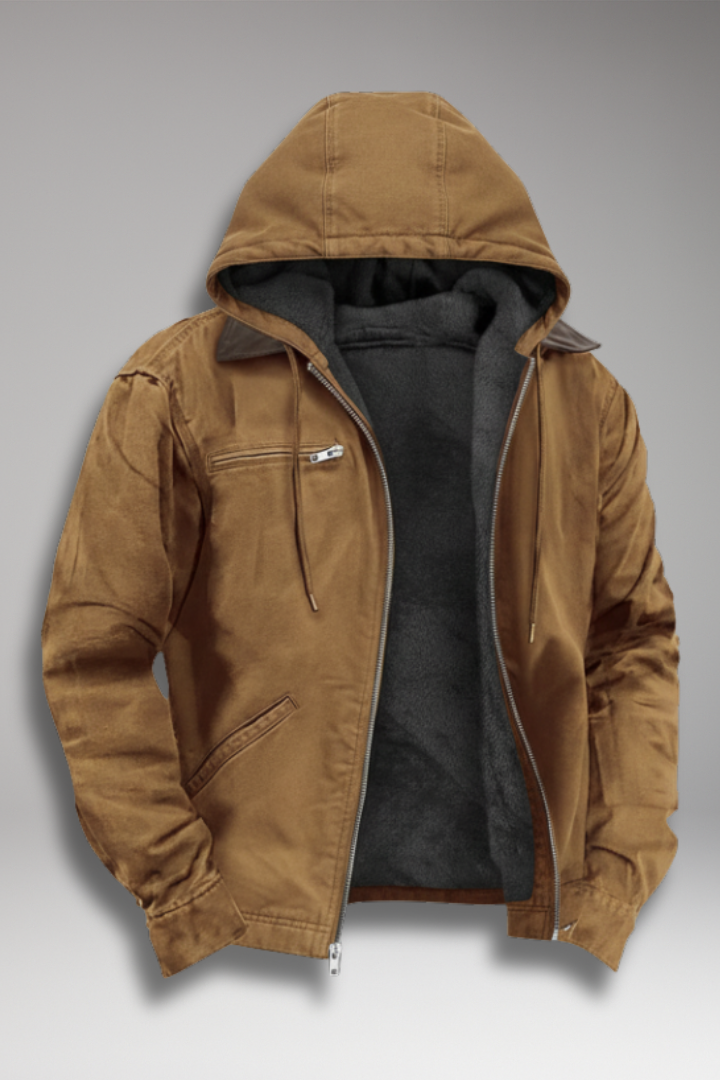 Men’s Hooded Jacket with Zip Front and Lined Interiorinter