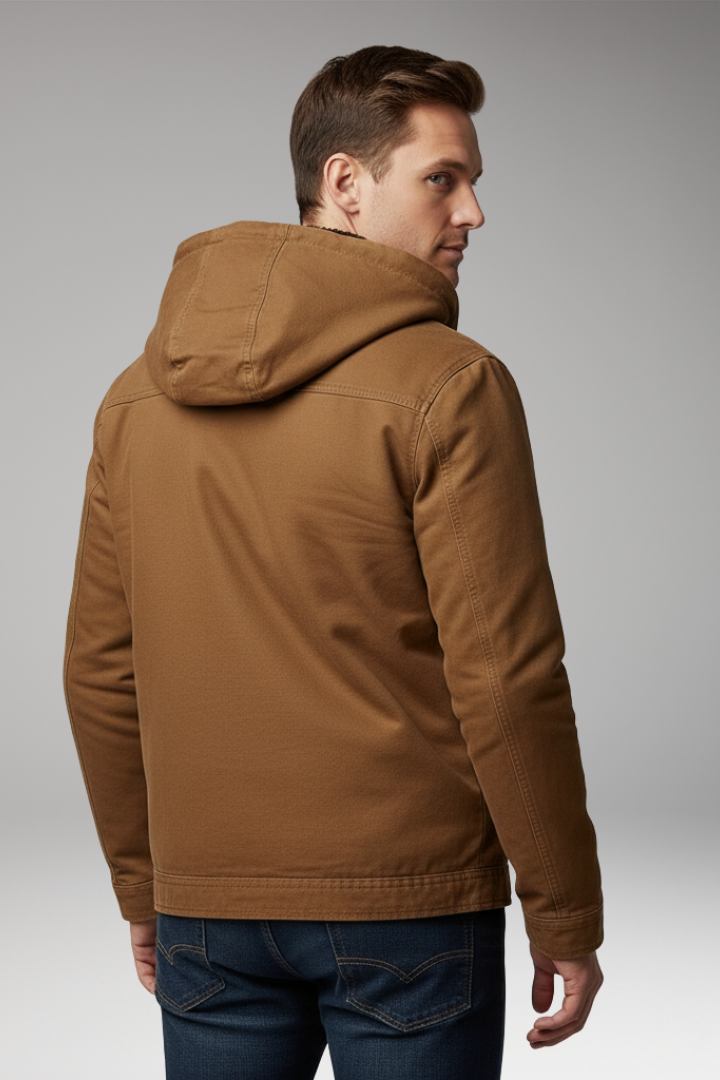Men’s Hooded Jacket with Zip Front and Lined Interiorinter