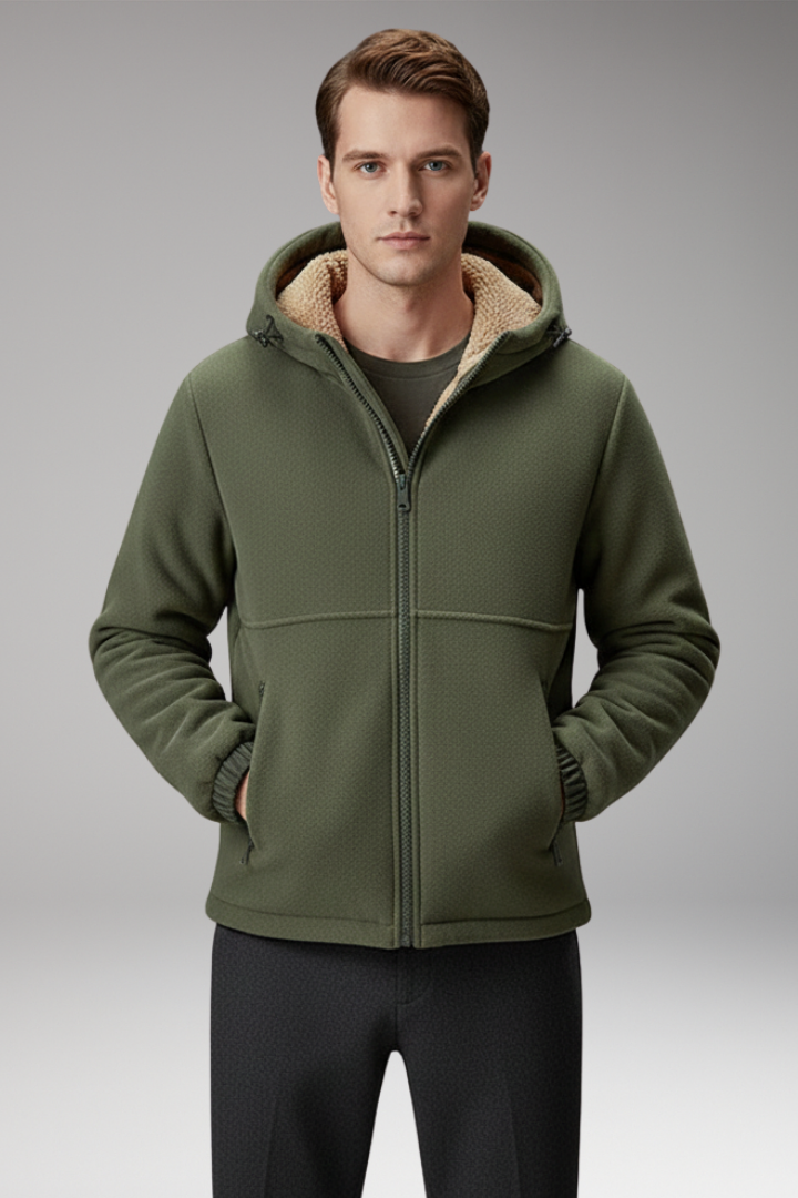 Men's Jacket with Hood and Zipper Pockets