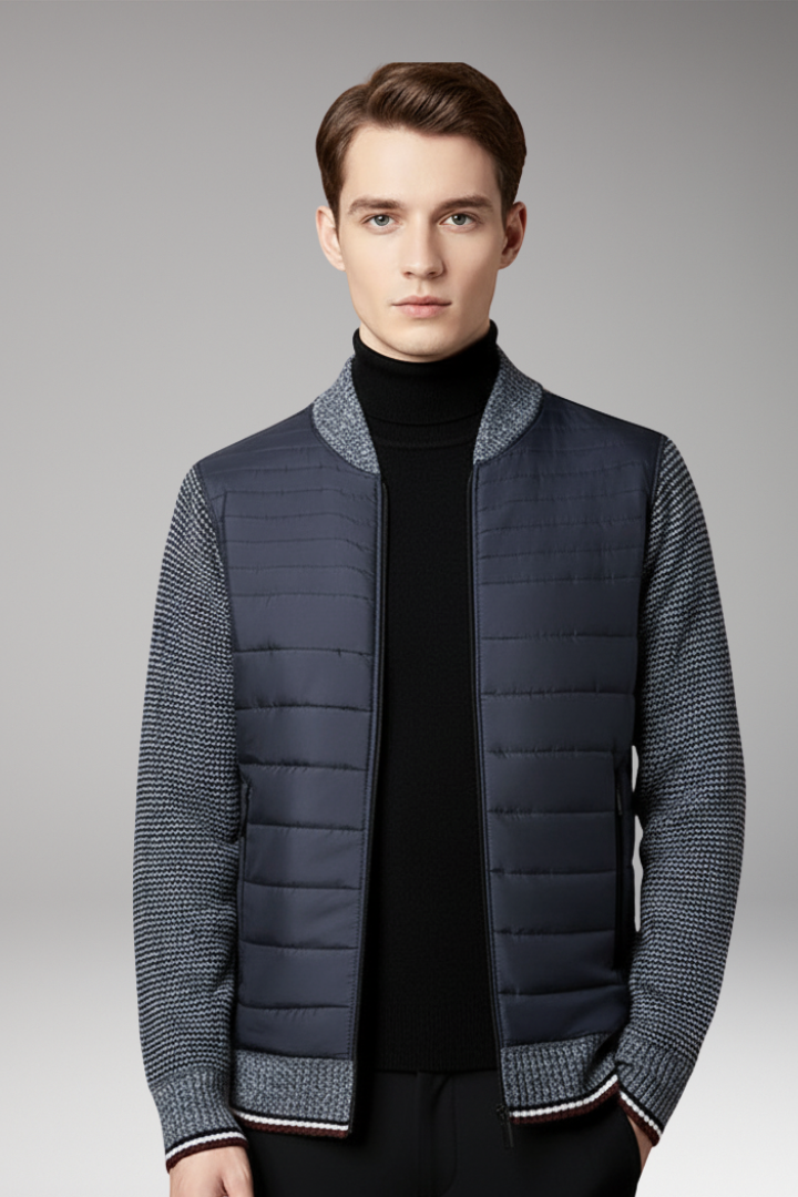 Men’s Jacket with Quilted Body and Contrast Sleeves