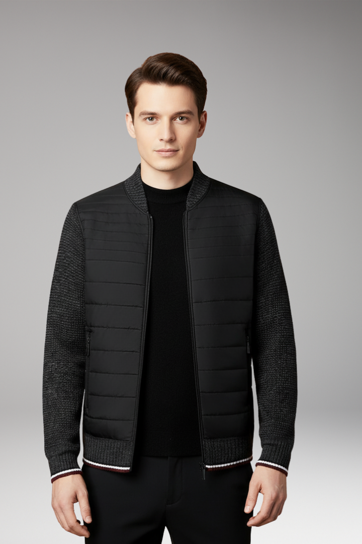 Men’s Jacket with Quilted Body and Contrast Sleeves
