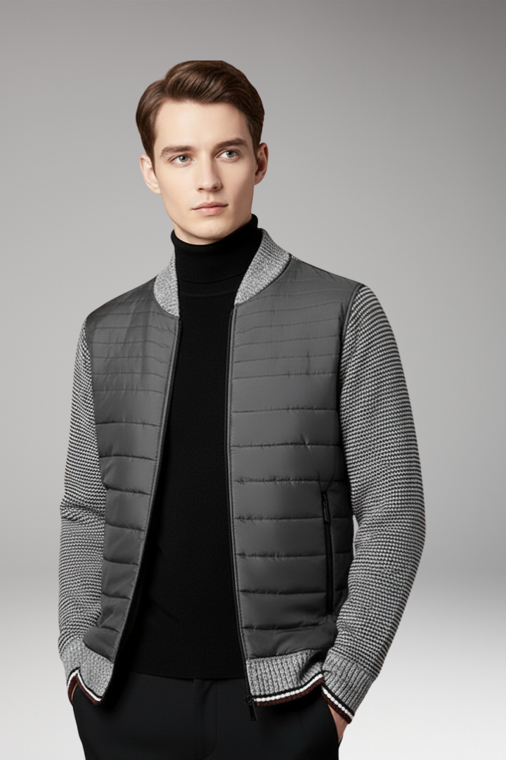 Men’s Jacket with Quilted Body and Contrast Sleeves