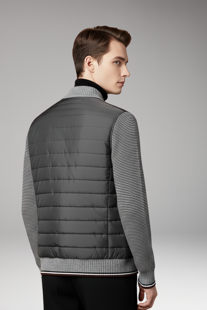 Men’s Jacket with Quilted Body and Contrast Sleeves