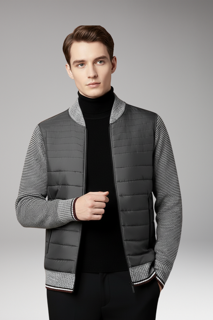 Men’s Jacket with Quilted Body and Contrast Sleeves