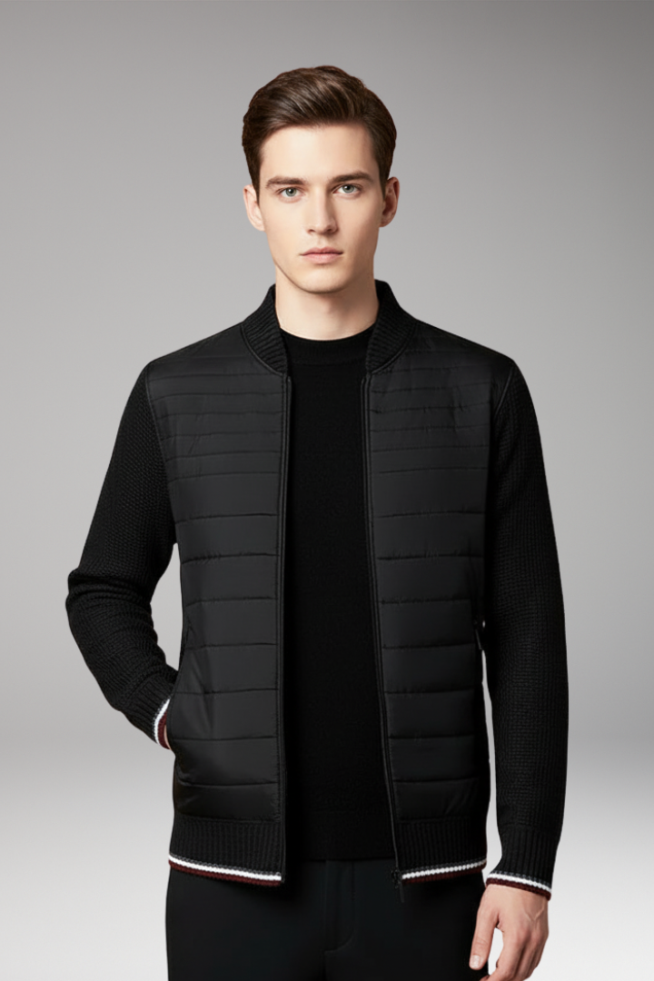Men’s Jacket with Quilted Body and Contrast Sleeves