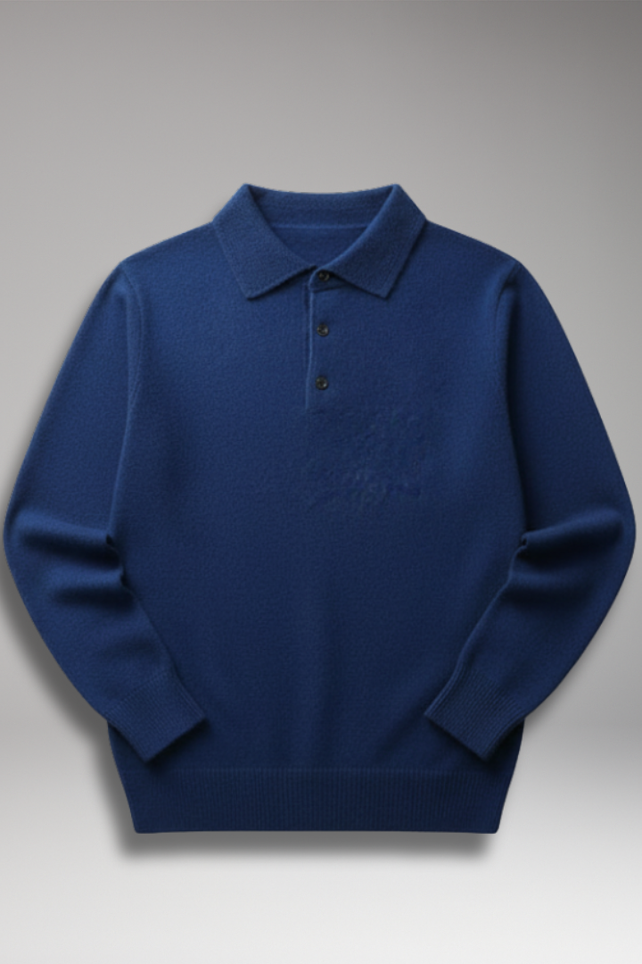 Men’s Knitted Polo with Buttons and Fine Surface