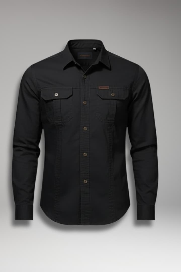 Tommy Men’s Long-Sleeve Cargo Shirt with Chest Pockets