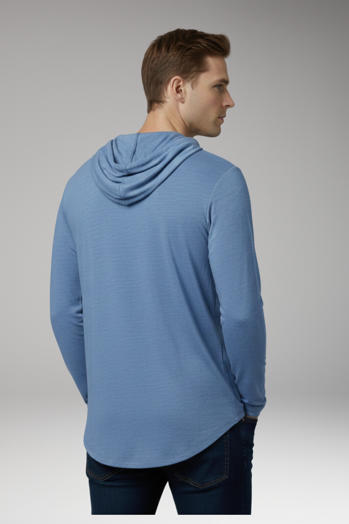 Men's Outdoor Hoodie with Drawstring Hood and Front Pocket