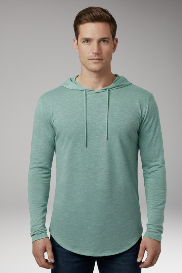 Men's Outdoor Hoodie with Drawstring Hood and Front Pocket