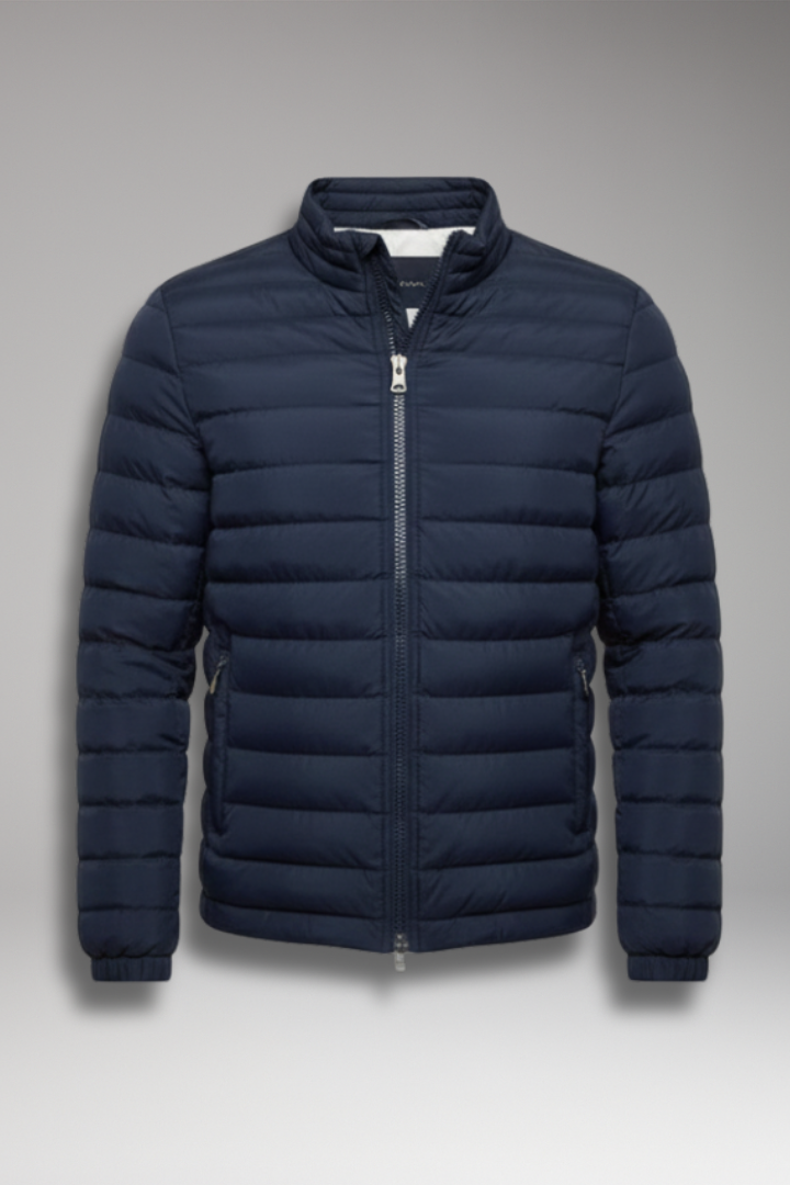 Men’s Padded Jacket with Stand Collar and Long Sleeves