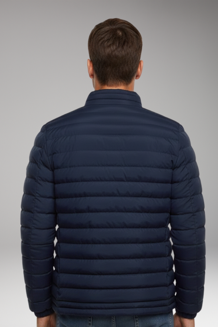 Men’s Padded Jacket with Stand Collar and Long Sleeves