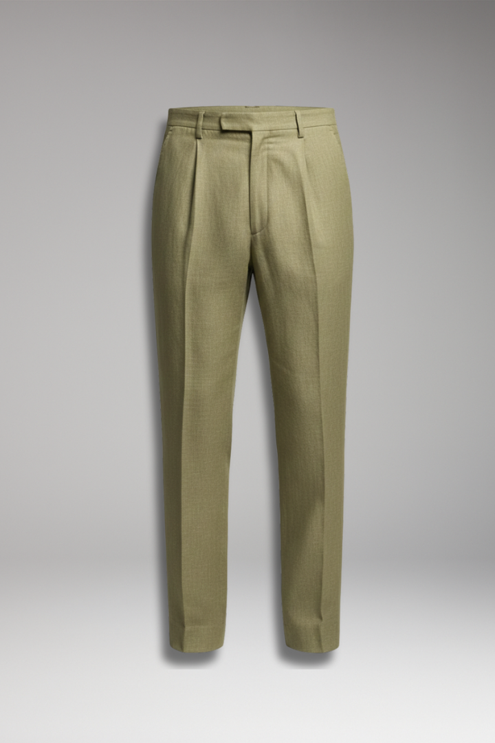 Men’s Pleated Pants with Elastic Waist and Button Closure