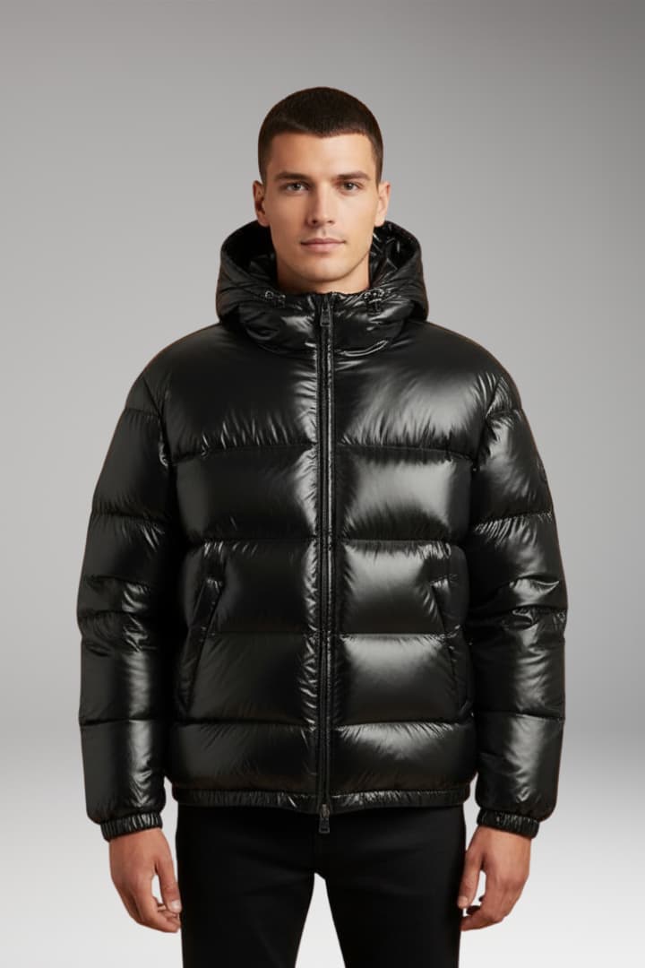 Men’s Quilted Jacket with Padded Inner Layer and Secure Closure