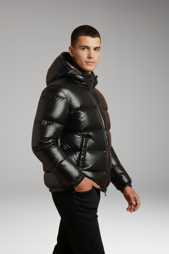 Men’s Quilted Jacket with Padded Inner Layer and Secure Closure