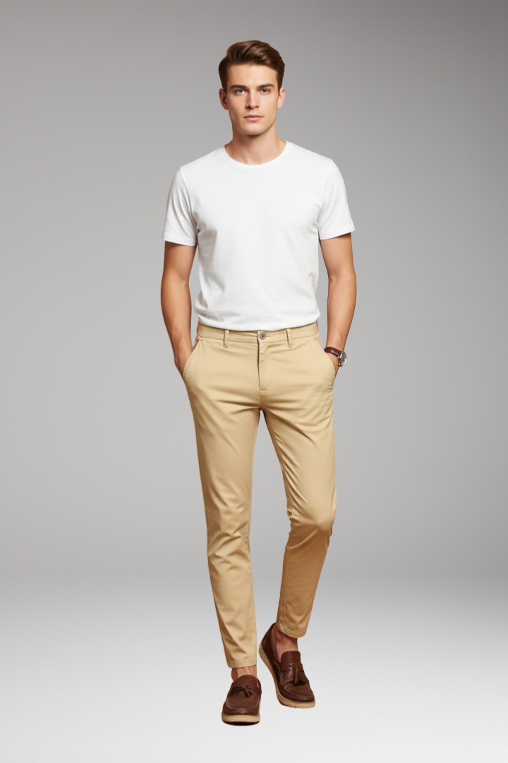 Men’s Slim-Fit Trousers with Tapered Ankle