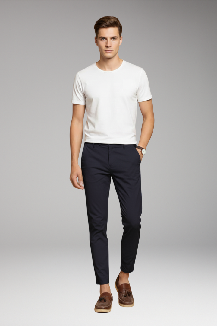 Men’s Slim-Fit Trousers with Tapered Ankle