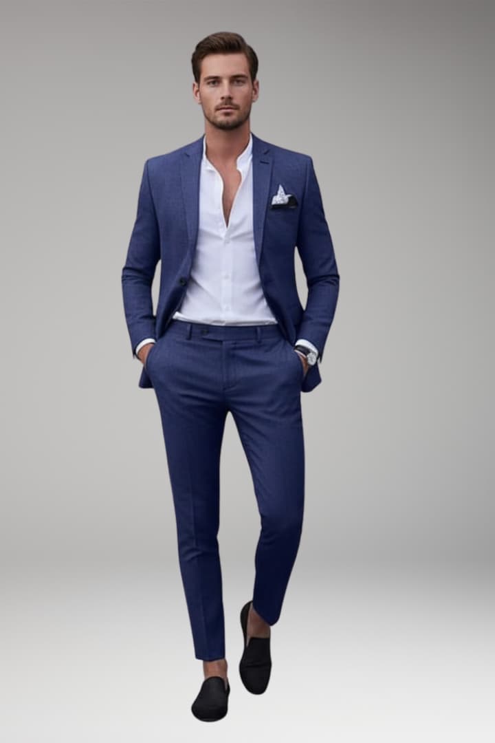 Men's Suit with Blazer and Straight-Leg Pants