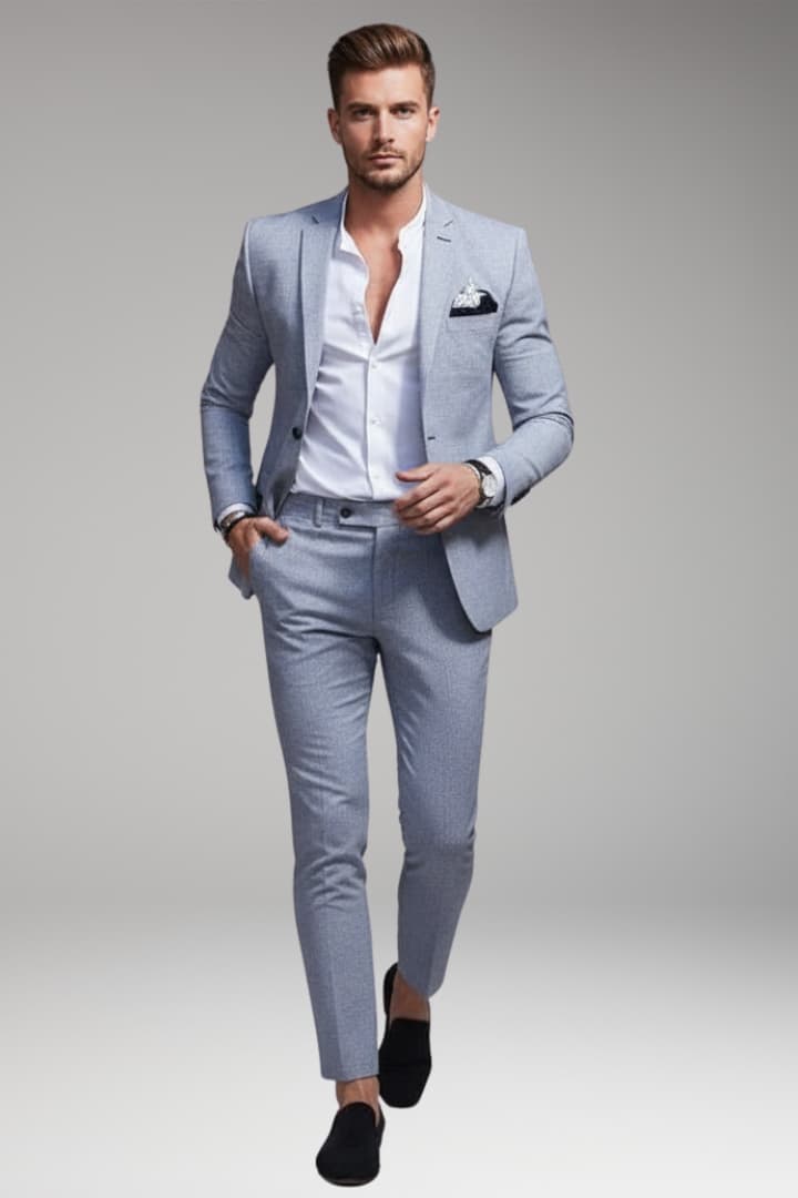 Men's Suit with Blazer and Straight-Leg Pants