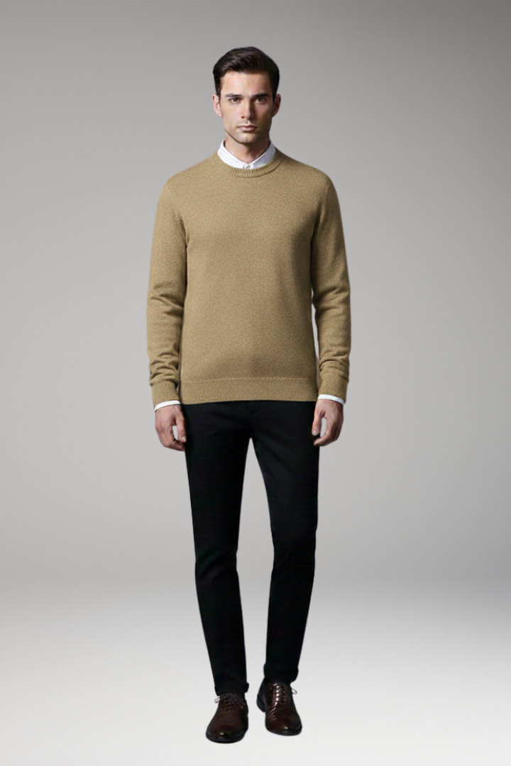 Men's Sweater with Round Neck and Long Sleeves