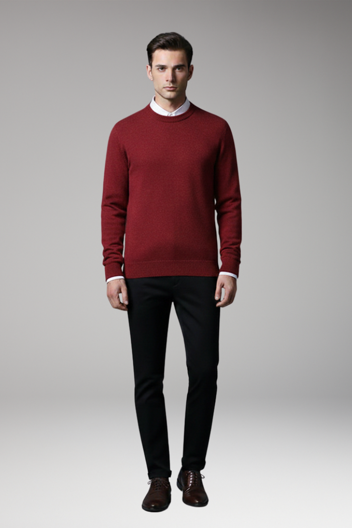 Men's Sweater with Round Neck and Long Sleeves