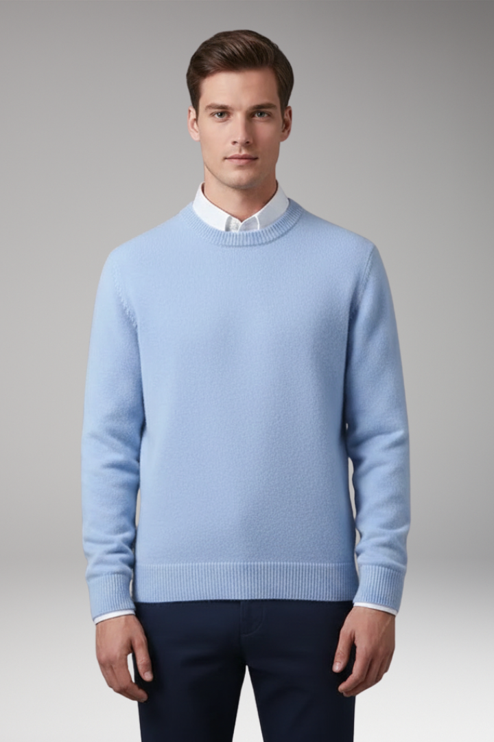 Men's Sweater with Round Neck and Long Sleeves