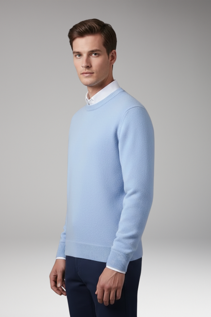 Men's Sweater with Round Neck and Long Sleeves