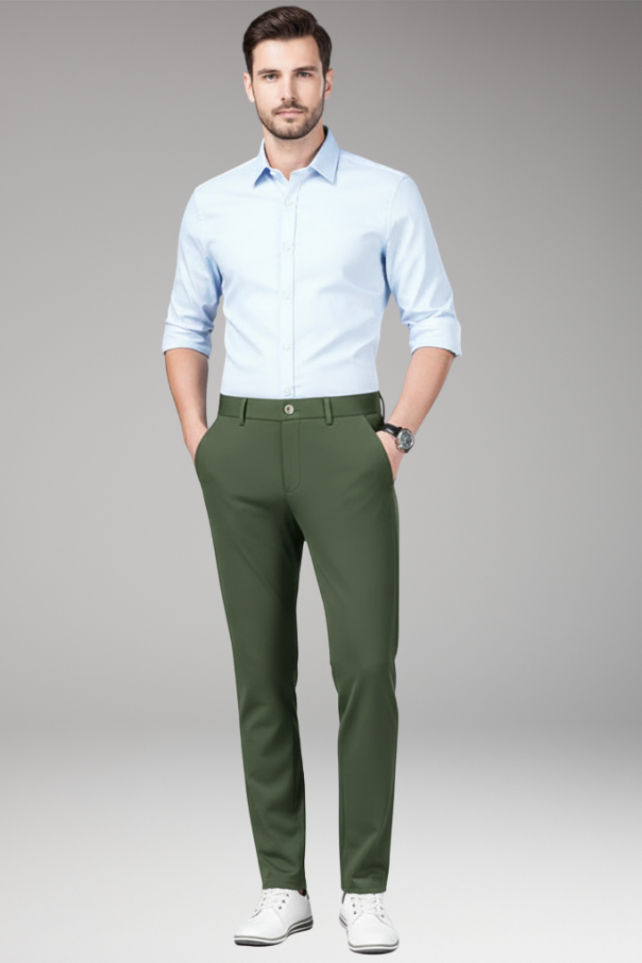 Men’s Trousers with Stretch Waist and Straight Legs