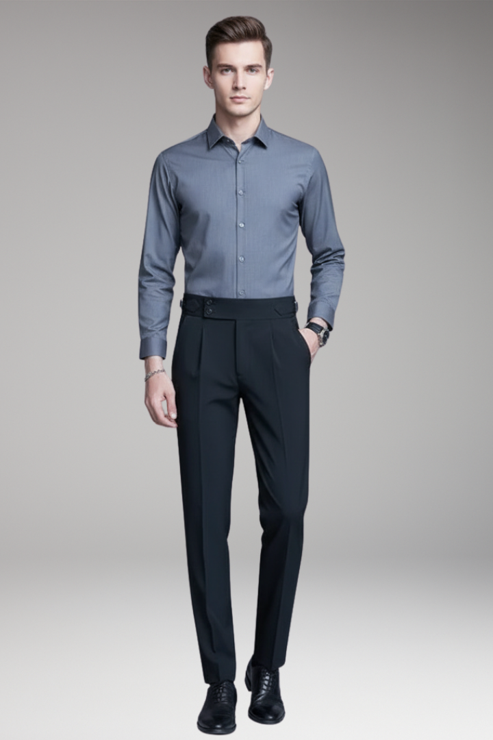 Men’s Trousers with Waist Tabs and Front Pleats