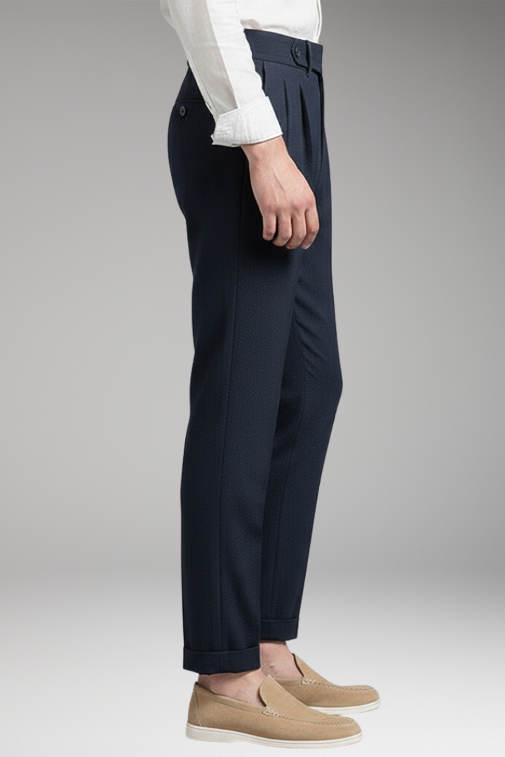 Men's Work Pants with Pleated Front and High Waist