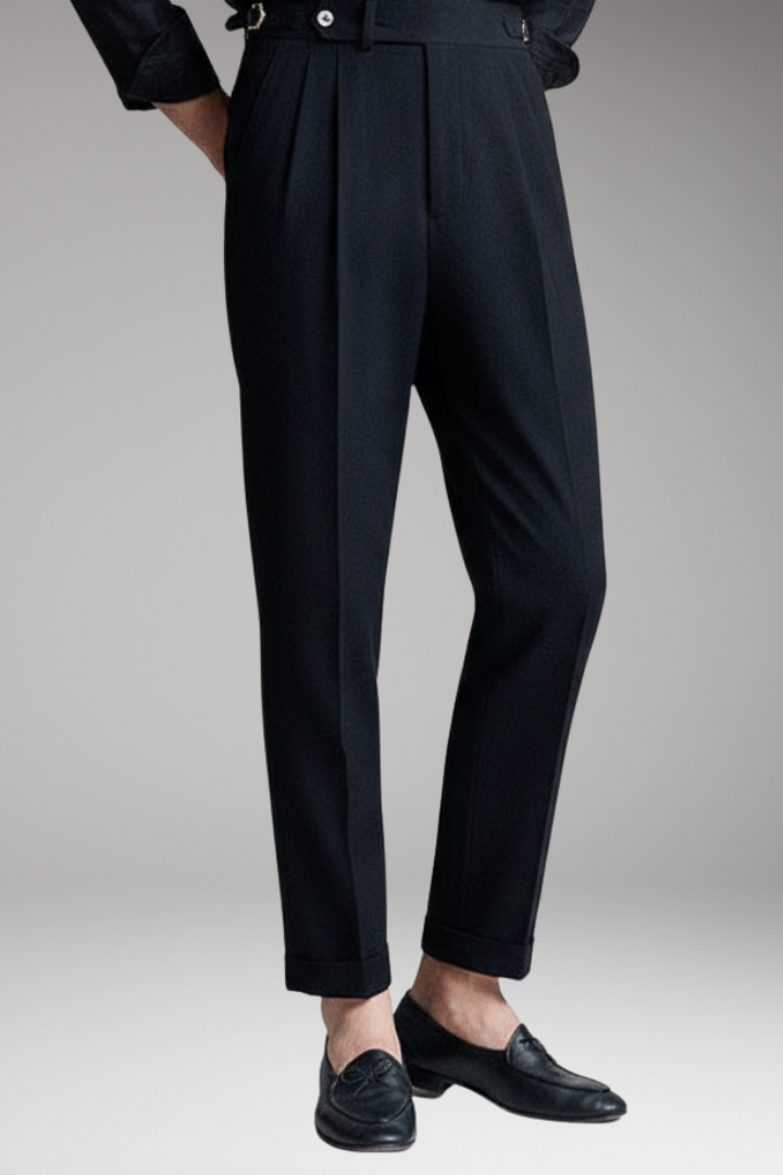 Men's Work Pants with Pleated Front and High Waist