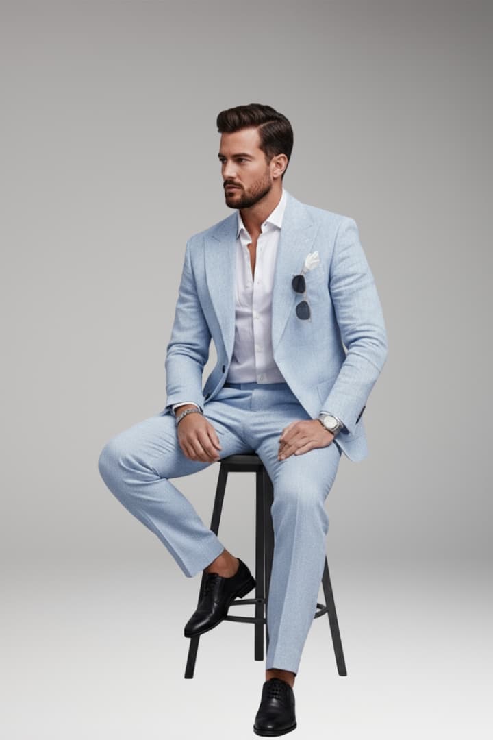 Men’s Two-Piece Suit Set with Structured Blazer