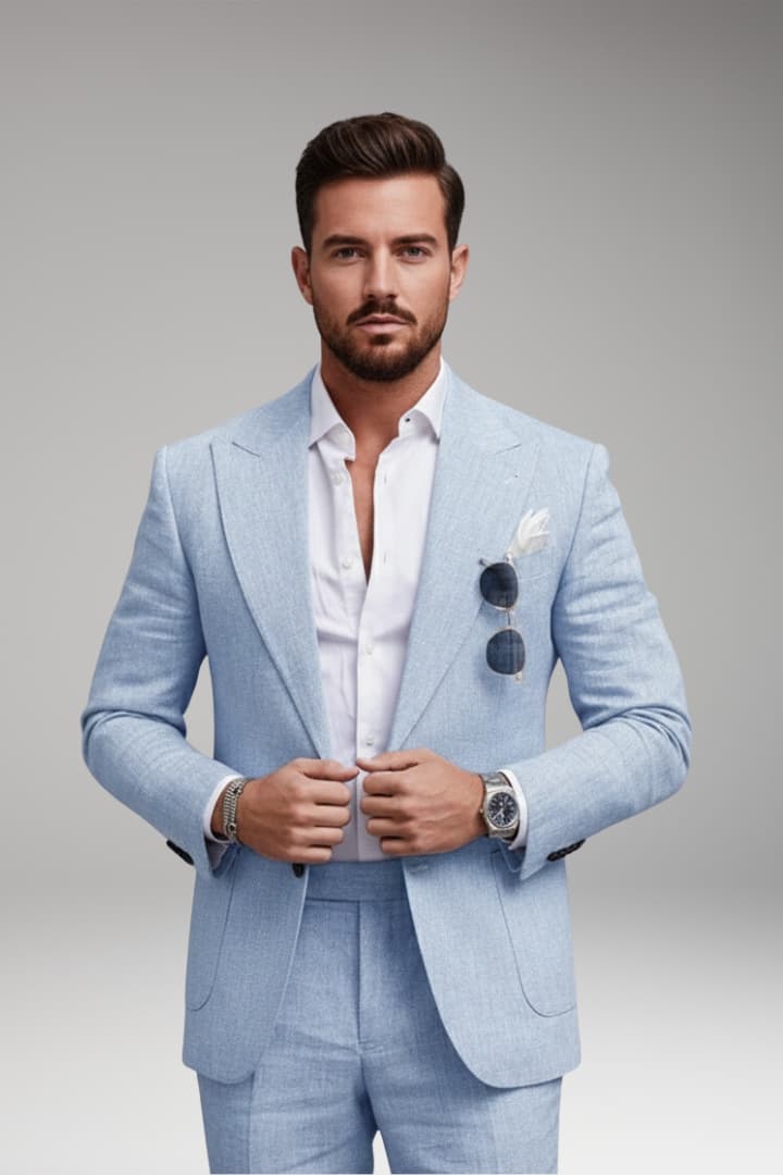 Men’s Two-Piece Suit Set with Structured Blazer