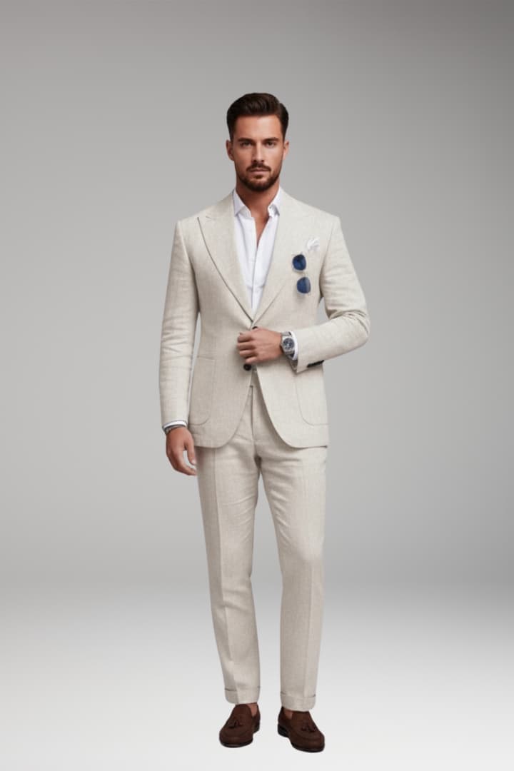 Men’s Two-Piece Suit Set with Structured Blazer