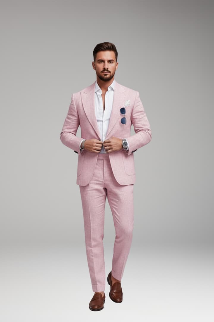 Men’s Two-Piece Suit Set with Structured Blazer