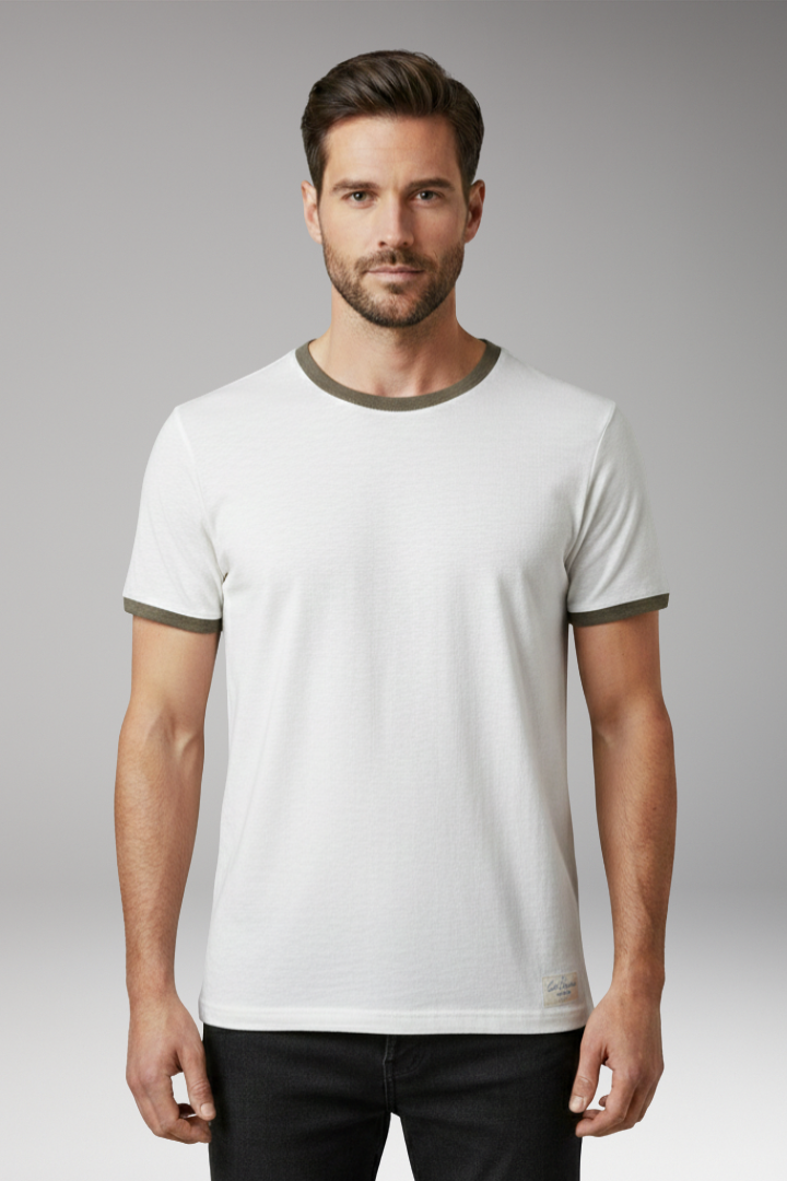 Men's Crew Neck T-Shirt with Short Sleeves and Shape-Retaining Design