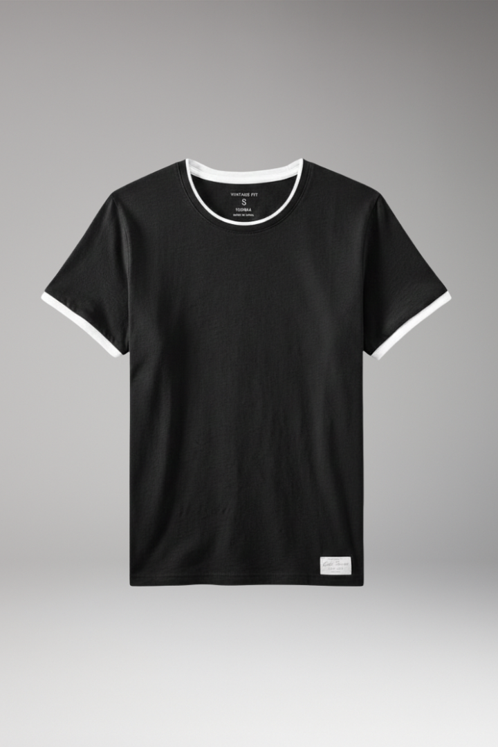 Men's Crew Neck T-Shirt with Short Sleeves and Shape-Retaining Design