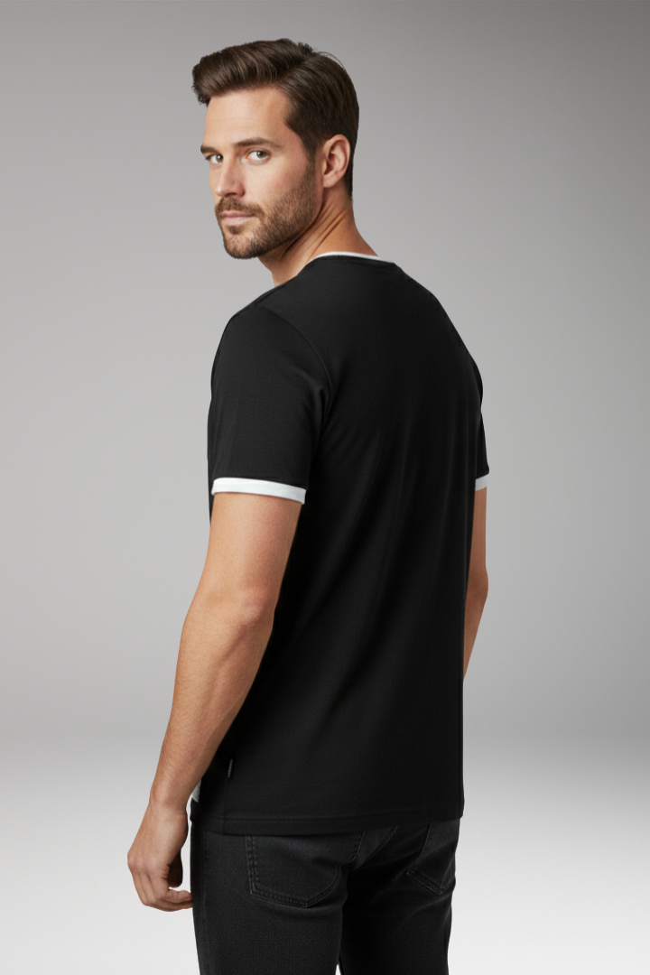 Men's Crew Neck T-Shirt with Short Sleeves and Shape-Retaining Design