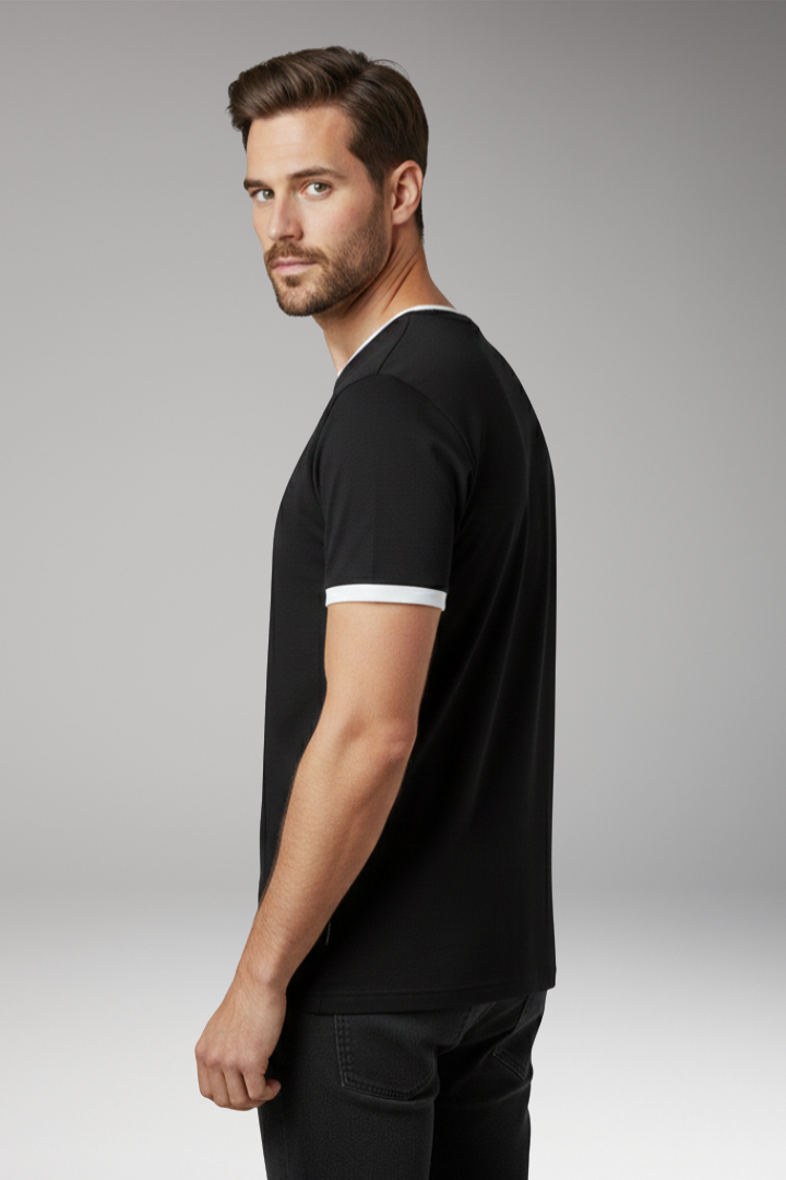 Men's Crew Neck T-Shirt with Short Sleeves and Shape-Retaining Design