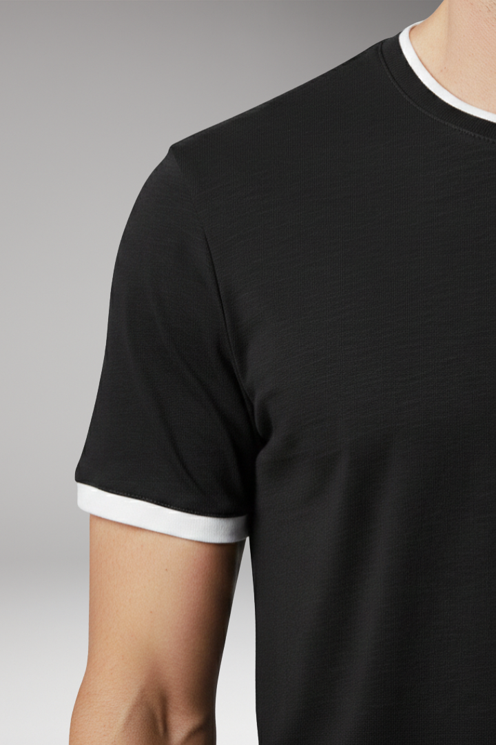 Men's Crew Neck T-Shirt with Short Sleeves and Shape-Retaining Design