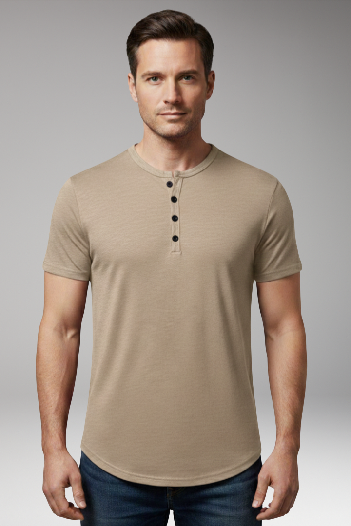 Men's Shirt with Button Fastening and Short Sleeves