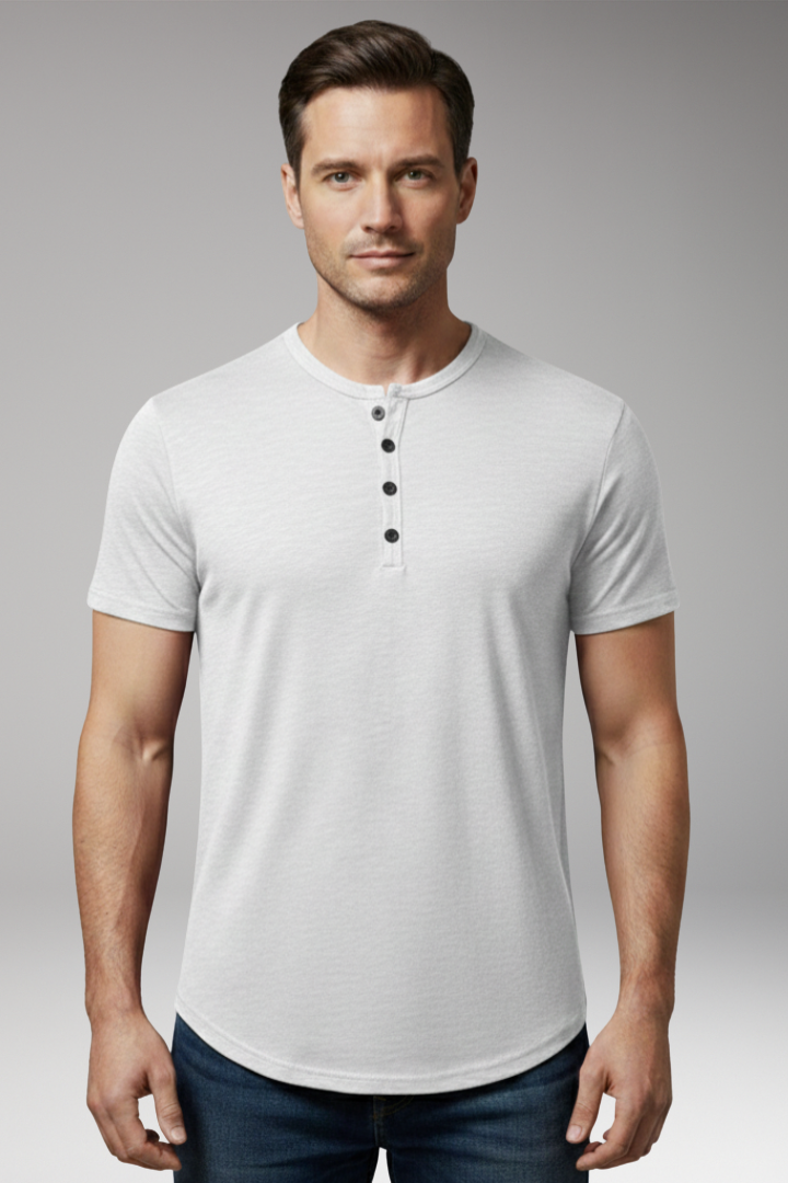 Men's Shirt with Button Fastening and Short Sleeves