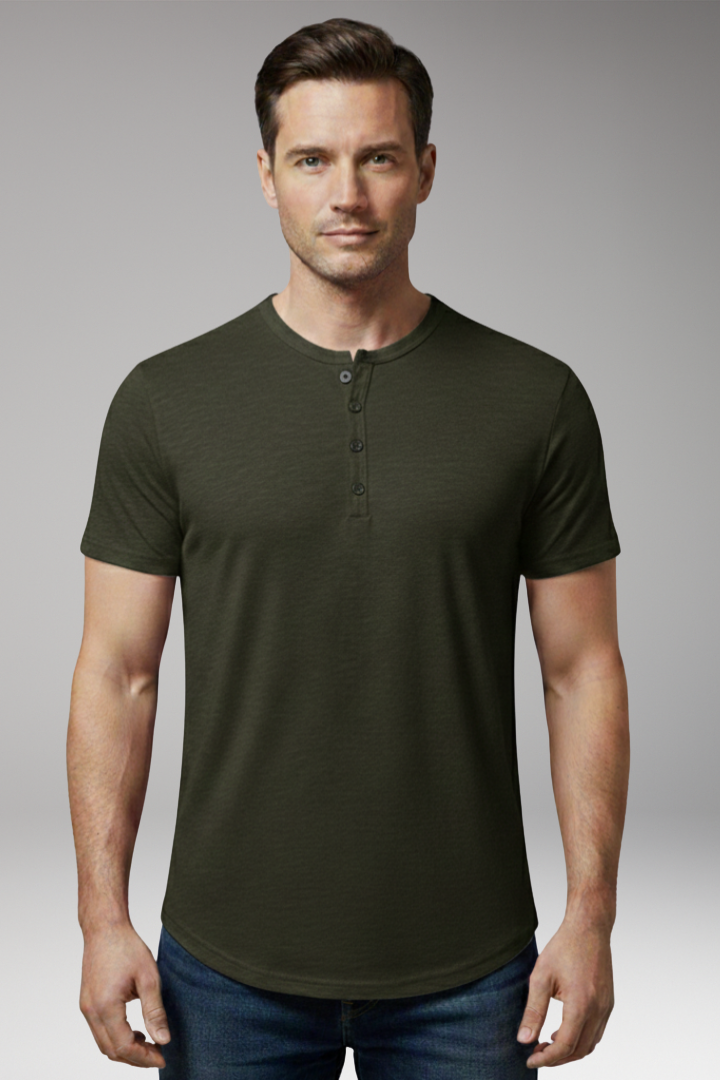 Men's Shirt with Button Fastening and Short Sleeves
