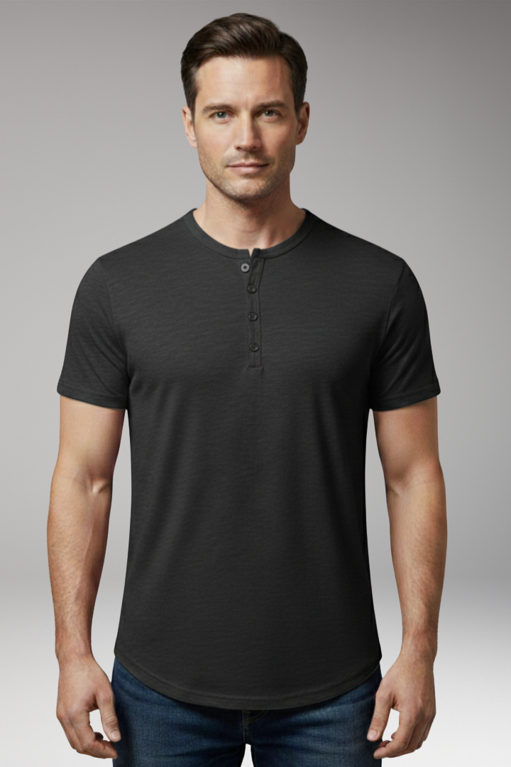 Men's Shirt with Button Fastening and Short Sleeves