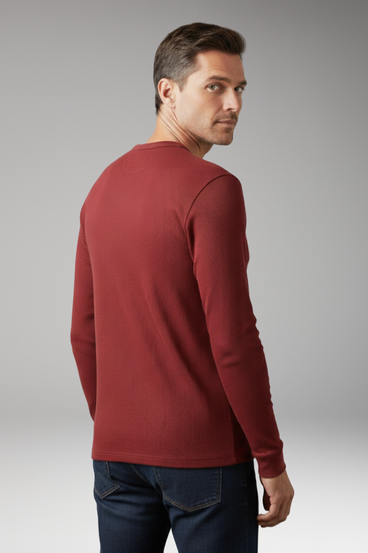 Men's Shirt with Button Placket and Ribbed Texture