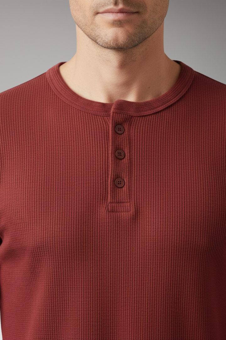Men's Shirt with Button Placket and Ribbed Texture
