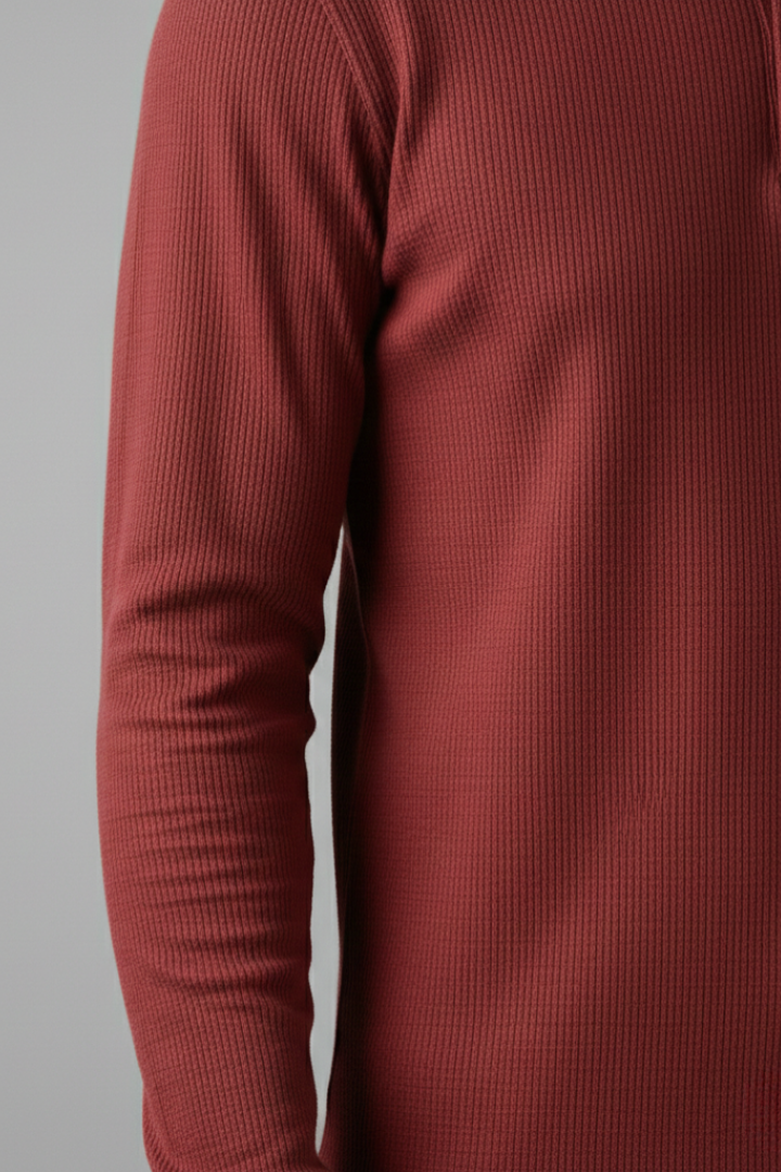 Men's Shirt with Button Placket and Ribbed Texture